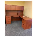 CHERRY FINISH L SHAPE DESK UNDER TOP LIGHT 72" W
