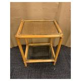 BAMBOO & GLASS END TABLE 24 H X 19.5 W X 16 D