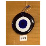 BLUE SWIRLED GLASS DECORATION 5"