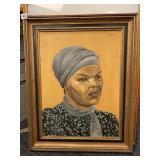 PAINTING OF WOMAN SIGNED MJH 77, 23 W X 29 H