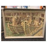 PAINTING FISHING BOATS BY ED COOK 29.5 X 21.5