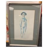 PRINT STANDING BLUE NUDE BY EDVARD MUNCH 18.5 X
