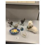 METAL BIRDS, LLAMA, POLYQUARTZ PAPERWEIGHT, ETC.