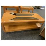GLASS INSET 3 PC. TABLE SET, COFFEE TABLE, 2 SIDE
