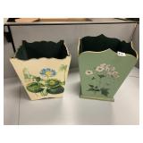 2 SMALL TRASHCANS 13IN FLOWER DESIGN