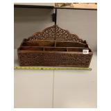 CARVED WOODEN WALL SHELF 5 SECTION 14IN H