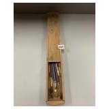 PAINT BRUSHES IN WOODEN BOX