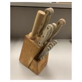 WESTLEY FORGE KNIFE BLOCK & KNIVES, MISSING 1