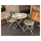 METAL PATIO TABLE WITH CHAIRS, COLLAPSIBLE