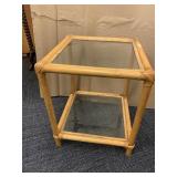 SIDE TABLE BAMBOO & GLASS 20 H X 16.5 W X 16.5 D