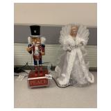 MUSICAL DRUMMING NUTCRACKER, FIBER OPTIC ANGEL