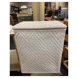 WHITE PRESSED WICKER LAUNDRY HAMPER
