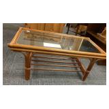 TEAK COFFEE TABLE GLASS INSERT 39X21X18