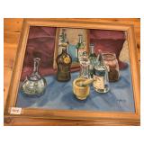 PAINTING BY MJH 79 STILL LIFE WINES