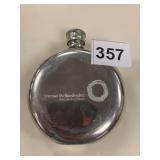 ENGLISH PEWTER 6 OZ FLASK LUCENT TECH ON FRONT