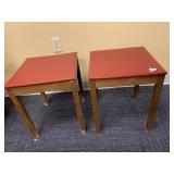TWO VINYL TOP LIGHT WEIGHT USE SIDE TABLES