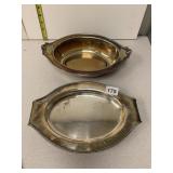 SILVER PLATE SERVING DISHES, OGDENS HARROGATE AND