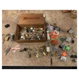 ASSORTED KEYS AND LOCKS, BUTTONS, ETC.