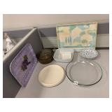 MELAMINE SERVING PLATTERS, GLASS BAKING DISH,