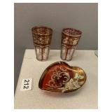 HAND PAINTED WITH GOLD DETAIL JUICE GLASSES AND