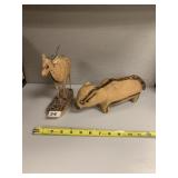 ANTELOPE AND HANDMADE ANIMAL FIGURE 6IN H AND 3