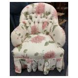 FLORAL PATTERN PADDED CHAIR WITH CASTERS 25 W X