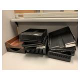 WOODEN & BLACK PLASTIC PAPER SORTERS RUBBERMAID