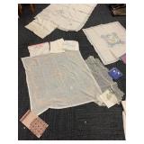 TABLE CLOTHES SOME HAND DONE, ASSORTED SIZES