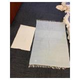 FRINGED THROW RUG, 58X39 AND ENTRY WAY RUG