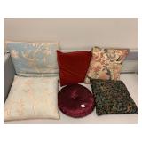 ASSORTED THROW PILLOWS INCLUDING TAPESTRY