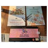 DUAL BRUSH MARKER PENS NEW AND COLORING BOOKS