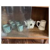 POTTERY TEAPOT, POTTERY MUGS ETC.