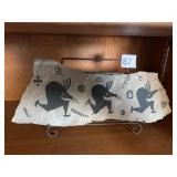 STONE HAND PAINTED CEREMONIAL SCENE ON STAND 10"