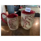 HAND THROWN POTTERY MUG AND CUP, SIGNED ON BOTTOM