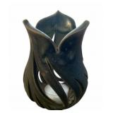 POTTERY OPEN T LITE 5" VASE SIGNED BASE