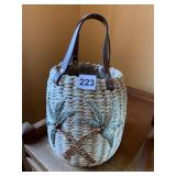 PALM TREE PURSE W/ LEATHER HANDLES