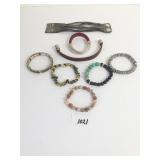 BRACELETS LEATHER POLISHED STONES BEADS ETC.