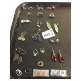 GROUP OF ASSORTED EARRINGS DANGLE POLISHED STONES