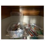 NEW TOOTHBRUSHES 10 +, TOOTHPASTE, FLOSS IN BIN