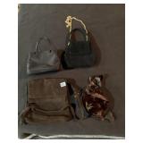 APOSTROPHE BROWN LEATHER FLAP PURSE, TASSELED