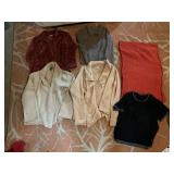 OPEN FRONT CARDIGANS, ORANGE SCARF, SZ L/XL