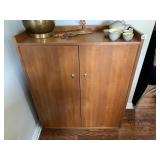 TEAK 2 DOOR CABINET W/ 2 ADJUSTABLE SHELVES 36" W