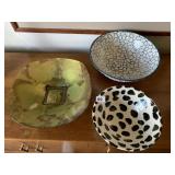 SPOTTED POTTERY BOWL, HAND PAINTED ITALY ROMA