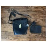 CALVIN KLEIN BUCKET PURSE BLACK LEATHER AND