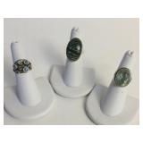 THREE STERLING SILVER RINGS TWO SIZE 6 ONE 5.5