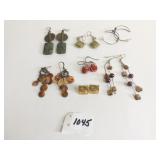 EARRING GROUP POLISHED STONE WIRE HOOPS ETC.