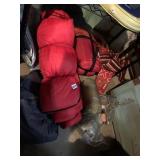 CAMPING GEAR INCLUDING 2 SLEEPING BAGS, TARP,
