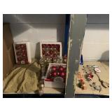 GOLD AND RED CHRISTMAS DECORATIONS, FELTED MOUSE,