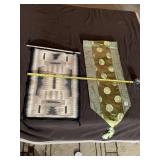 HANGING TAPESTRY AND TASSELED TABLE RUNNER