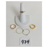 14K GOLD RINGS AND HOOP EARRINGS